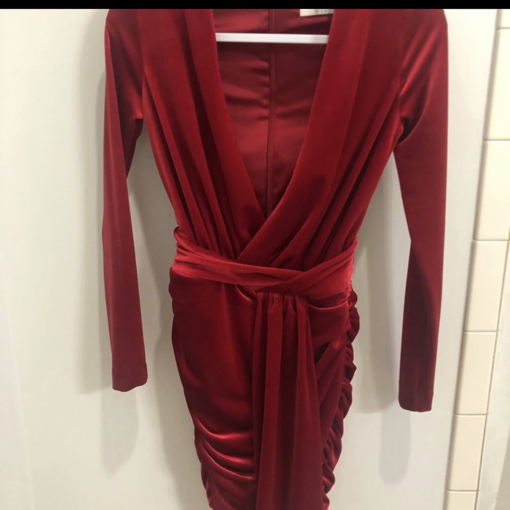 Elegant Red Velvet Dress